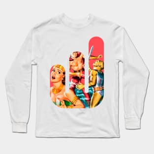 Popart Retro Scifi Vintage Comic Funny Old Fantasy Long Sleeve T-Shirt